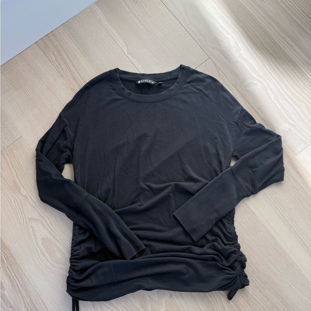 Athleta Black Long Sleeve Top with Ruched Sides